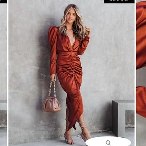 Vici collection Fancy Me Plunge Neck MIDI dress